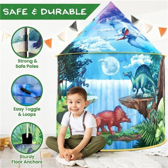 Dinosaur Discovery Kids Tent with Roar Button, an Extraordinary Dinosaur Tent - Picture 4 of 5